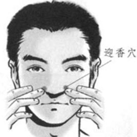 迎香穴→治鼻塞、鼻炎