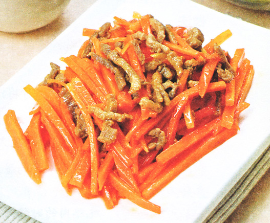 第四周月子食谱:肉炒胡萝卜丝